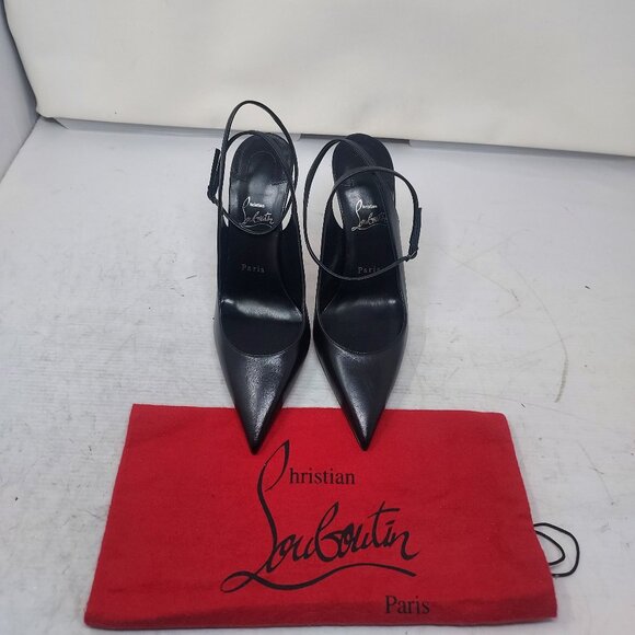 Christian Louboutin Black Strappy Condora Leather Heel Shoe - Picture 6 of 11
